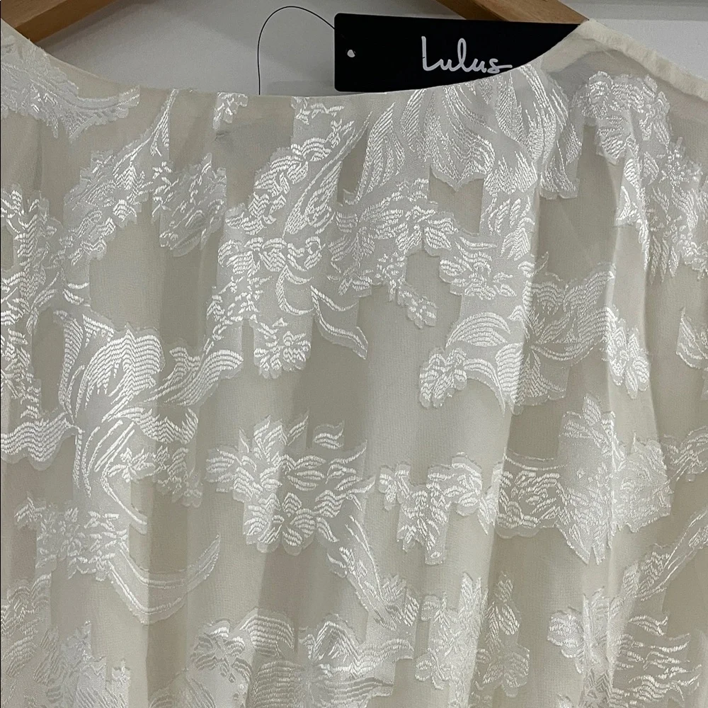 Lulu's Cream Color Long Sleeve V-Neck Dress - Picture 4 of 5